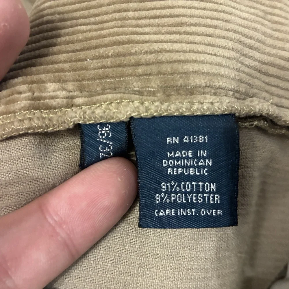 Vintage Polo Ralph Lauren Andrew Pant Mens 36x32 Tan Corduroy Pleated Trousers